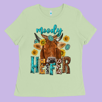 Moody Cow Ladies Tee Designed By Nancycooperartshop
