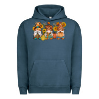 Pigment Midnight Navy fall gnomes pumpkin sunflowers Urban Hoodie - Artiststas