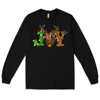 Black Christmas Joy Reindeer Long Sleeve Tee - RanaPortraitStore