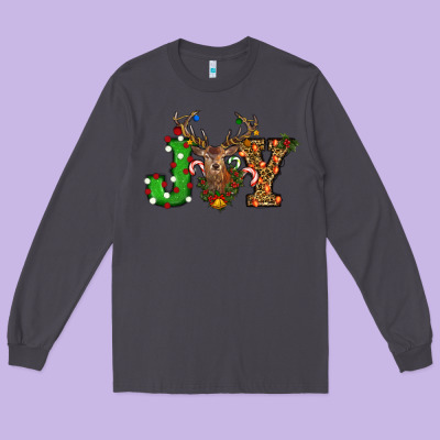 Christmas Joy Reindeer Long Sleeve Tee Designed By Ranaportraitstore