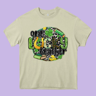 One Lucky Teacher Heavy Core Tee Designed By Maliassmallbusiness