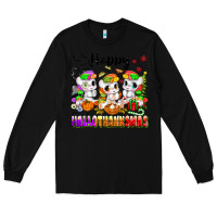 Black happy hallothanksmas unicorns Long Sleeve Tee - texasbilliewilder