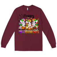 Burgundy happy hallothanksmas unicorns Long Sleeve Tee - texasbilliewilder