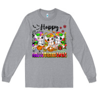 Heather Grey happy hallothanksmas unicorns Long Sleeve Tee - texasbilliewilder