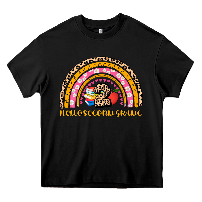 Back To School Rainbow Hello Second Grade Heavy Core Tee by AdoDesignShop | Teevron