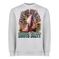 Heather Grey Keep your soul clean boots dirty Cowboy western Heavyweight Sweatshirt - HowdyJamesFarm