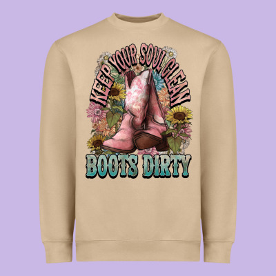 Keep Your Soul Clean Boots Dirty Cowboy Western Heavyweight Sweatshirt Designed By Howdyjamesfarm