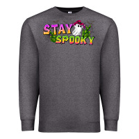 Charcoal Heather Stay Spooky Premium Sweatshirt - CowhideDigitalArt