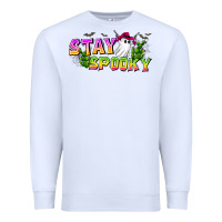 White Stay Spooky Premium Sweatshirt - CowhideDigitalArt