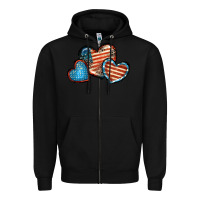 Black American flag hearts 4th of july Zipper Hoodie - FaDigitalArtStudio