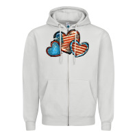 Dove Grey American flag hearts 4th of july Zipper Hoodie - FaDigitalArtStudio