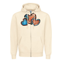 American Flag Hearts 4th Of July Zipper Hoodie | Teevron