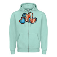 Seafoam American flag hearts 4th of july Zipper Hoodie - FaDigitalArtStudio