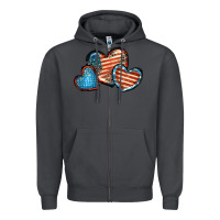 Smoke American flag hearts 4th of july Zipper Hoodie - FaDigitalArtStudio