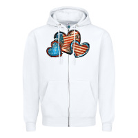 White American flag hearts 4th of july Zipper Hoodie - FaDigitalArtStudio