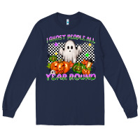 Navy I ghost people all year round Long Sleeve Tee - NancyCooperArtShop