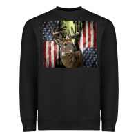 Black usa deer hunting woods Heavyweight Sweatshirt - CowGirlArtShop