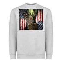 Heather Grey usa deer hunting woods Heavyweight Sweatshirt - CowGirlArtShop