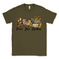 Army Green peace love chicken Classic Tee - LillyAllenDesigns