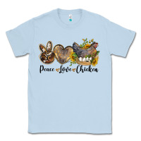 Dusty Blue peace love chicken Classic Tee - LillyAllenDesigns