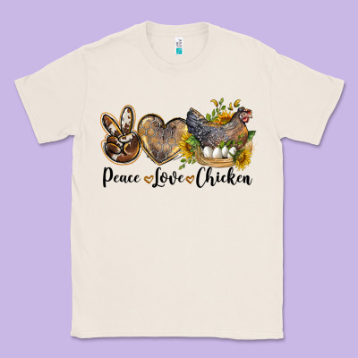 Peace Love Chicken Classic Tee Designed By Lillyallendesigns