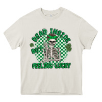Cream dead inside but feeling lucky Heavy Core Tee - MaliasSmallBusiness