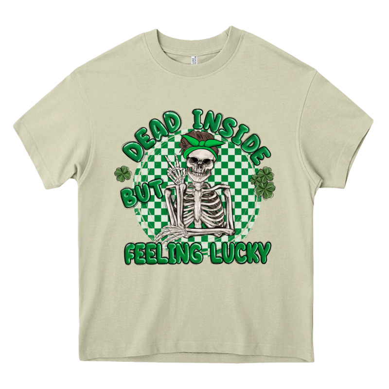 Dead Inside But Feeling Lucky Heavy Core Tee by MaliasSmallBusiness | Teevron