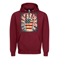 Burgundy Freedom rock hand Zipper Hoodie - FaDigitalArtStudio