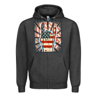 Charcoal Heather Freedom rock hand Zipper Hoodie - FaDigitalArtStudio