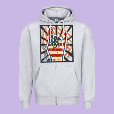Freedom Rock Hand Zipper Hoodie Designed By Fadigitalartstudio
