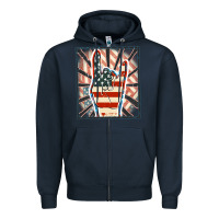 Navy Freedom rock hand Zipper Hoodie - FaDigitalArtStudio