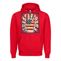 Red Freedom rock hand Zipper Hoodie - FaDigitalArtStudio