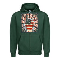 Sports Green Freedom rock hand Zipper Hoodie - FaDigitalArtStudio