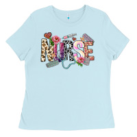 Baby Blue nurse Ladies Tee - NancyCooperArtShop