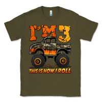 Army Green i'm three this is how i roll monster truck birthday Classic Tee - Jasminsmagicworld