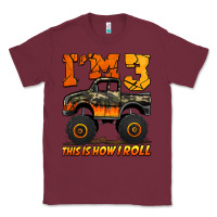 Burgundy i'm three this is how i roll monster truck birthday Classic Tee - Jasminsmagicworld