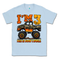Dusty Blue i'm three this is how i roll monster truck birthday Classic Tee - Jasminsmagicworld