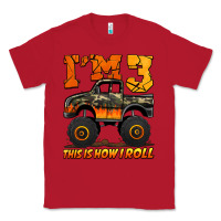 Red i'm three this is how i roll monster truck birthday Classic Tee - Jasminsmagicworld