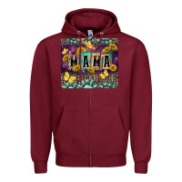 Burgundy Mama with sunflowers Zipper Hoodie - FaDigitalArtStudio