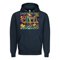 Navy Mama with sunflowers Zipper Hoodie - FaDigitalArtStudio