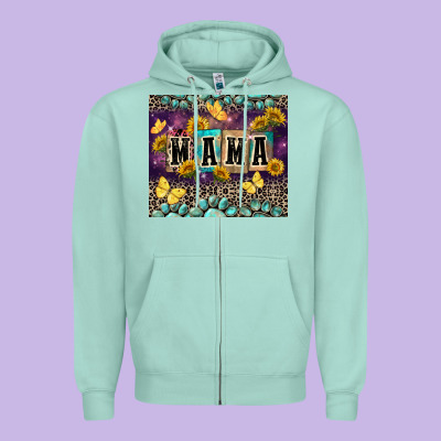 Mama With Sunflowers Zipper Hoodie Designed By Fadigitalartstudio