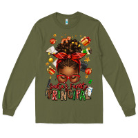 Army Green santas favorite principal afro messy bun Long Sleeve Tee - texasbilliewilder