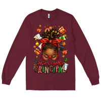 Burgundy santas favorite principal afro messy bun Long Sleeve Tee - texasbilliewilder