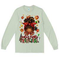 Matcha santas favorite principal afro messy bun Long Sleeve Tee - texasbilliewilder