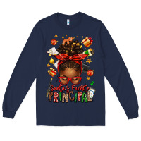 Navy santas favorite principal afro messy bun Long Sleeve Tee - texasbilliewilder