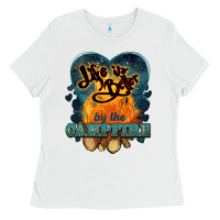 White life is better by the campfire Ladies Tee - NancyCooperArtShop
