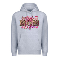 Heather Grey Tired mom life Premium Hoodie - FaDigitalArtStudio