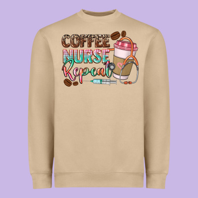 Coffee Nurse Repeat Heavyweight Sweatshirt Designed By Cowgirlartshop