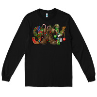 Black Army Christmas Joy Long Sleeve Tee - NancyCooperArtShop