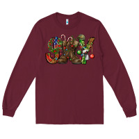 Burgundy Army Christmas Joy Long Sleeve Tee - NancyCooperArtShop